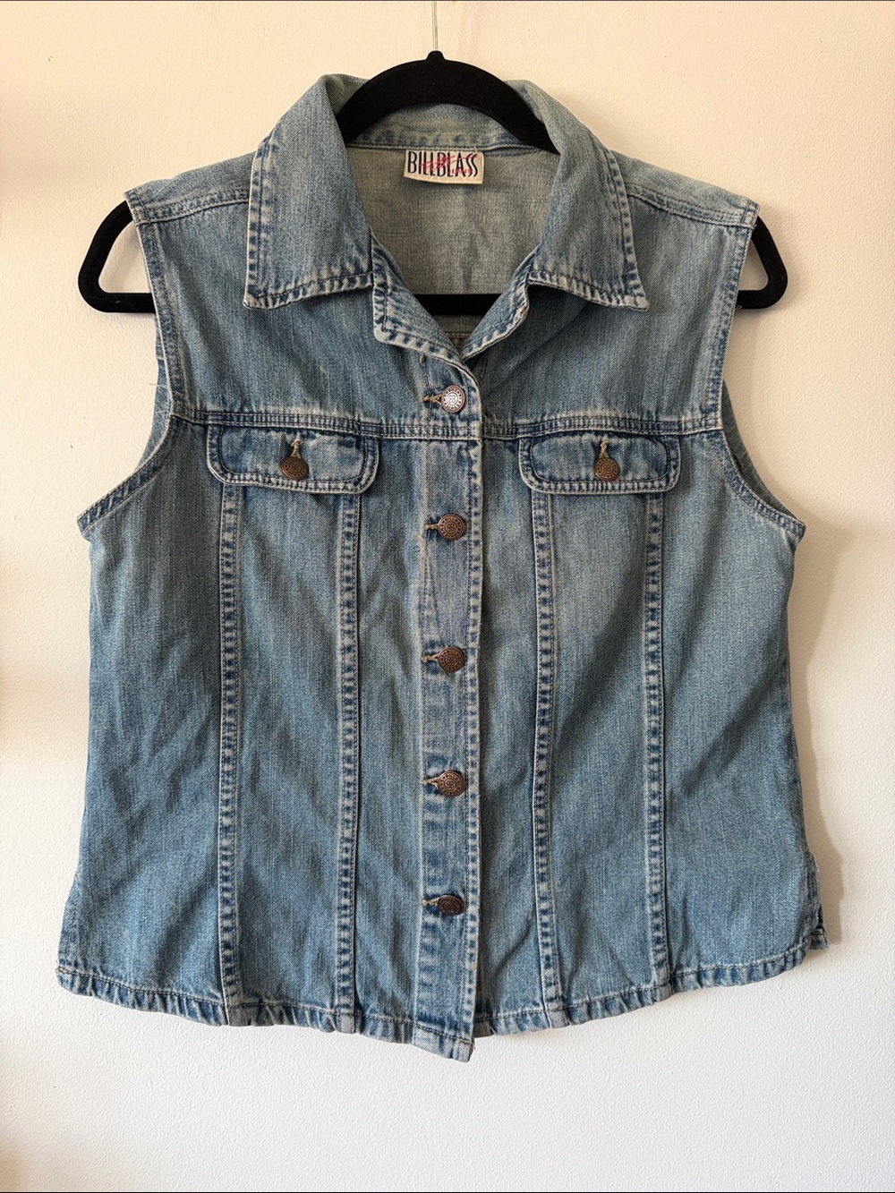 Bill Blass|Light Wash Vintage Denim 90’s Vest|S/M|EUC